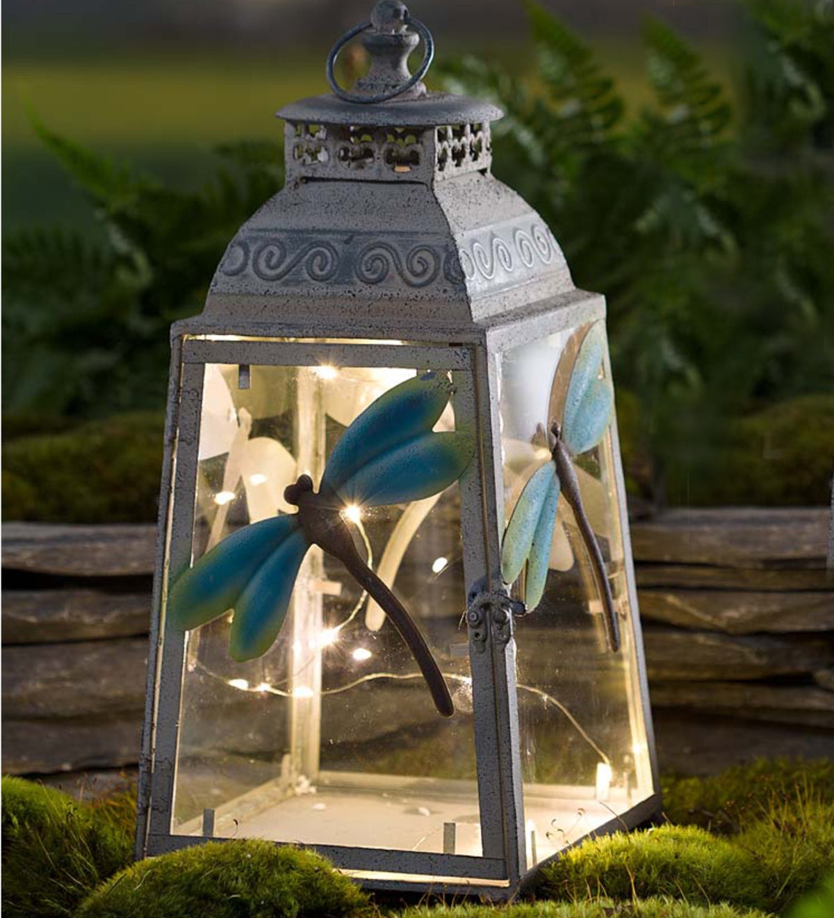 Large Metal Dragonfly Lantern Solar Garden Accents Wind And Weather