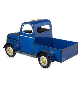 Metal Solar Pickup Truck Planter - Blue