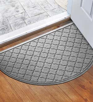 Waterhog Indoor/Outdoor Geometric Half-Round Doormat, 24 x 39 - Evergreen