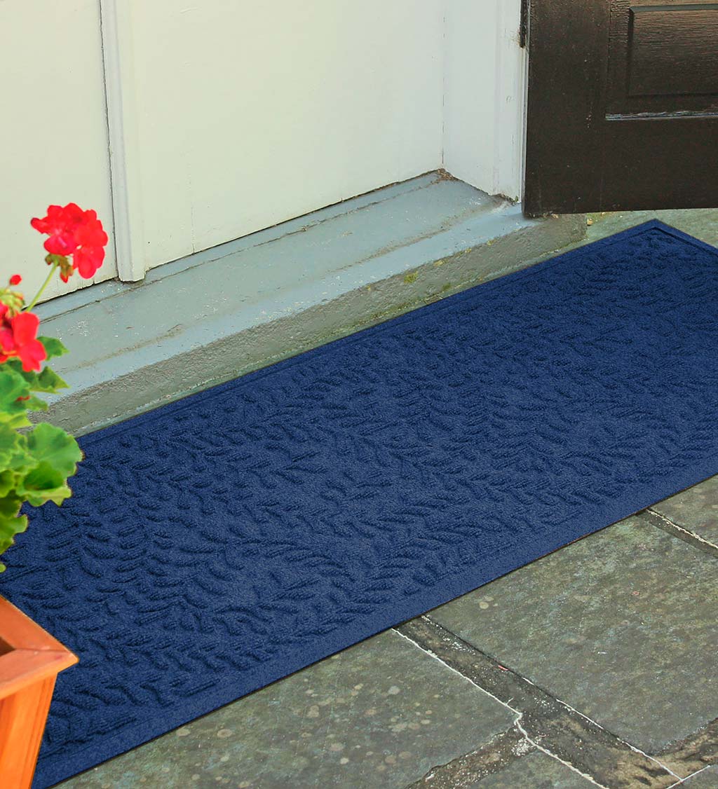 Blue Welcome Mat Indoor Outdoor Doormat Front Door Rug Rubber