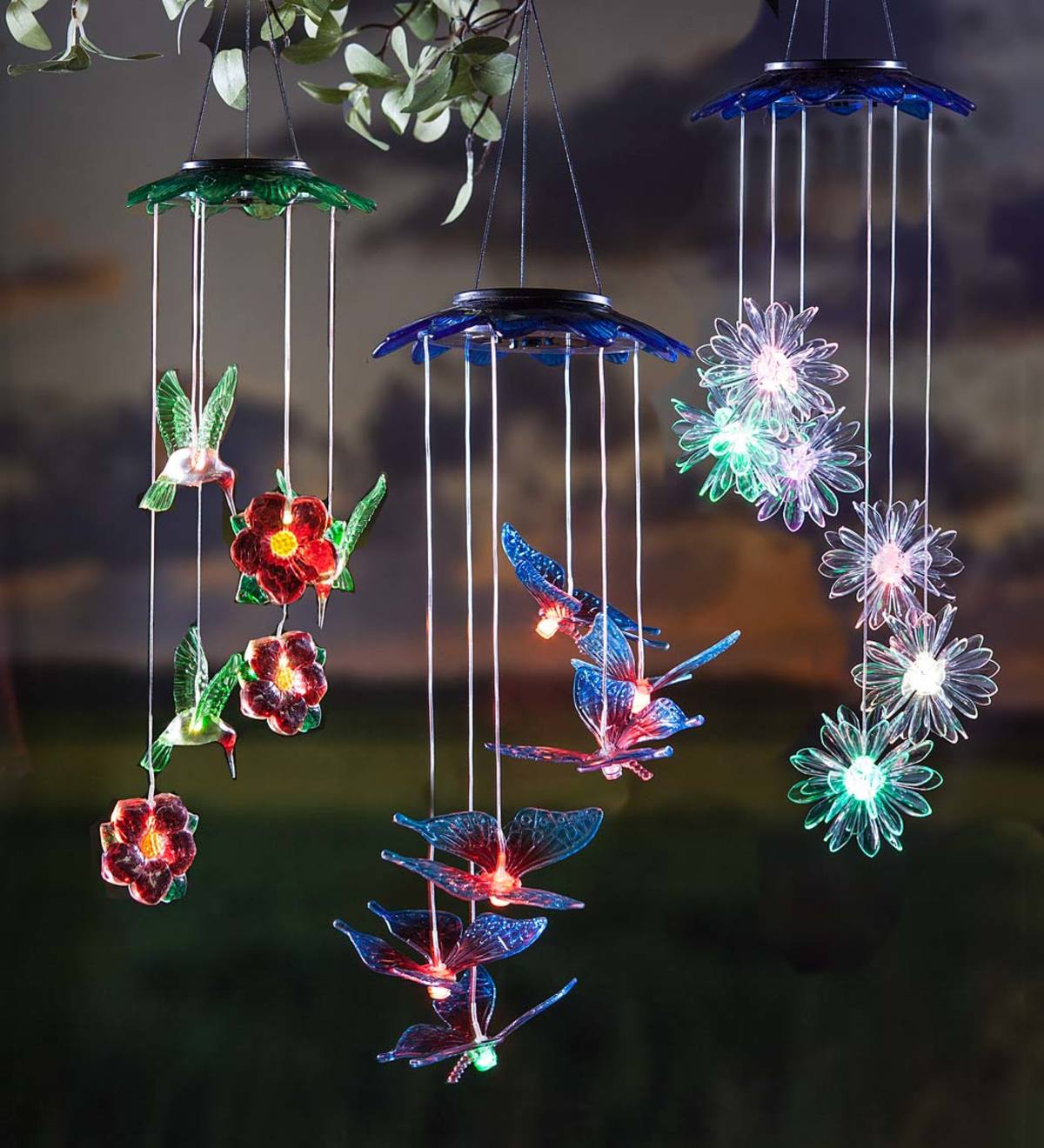 Color-Changing Lighted Solar Mobiles, Set of 2