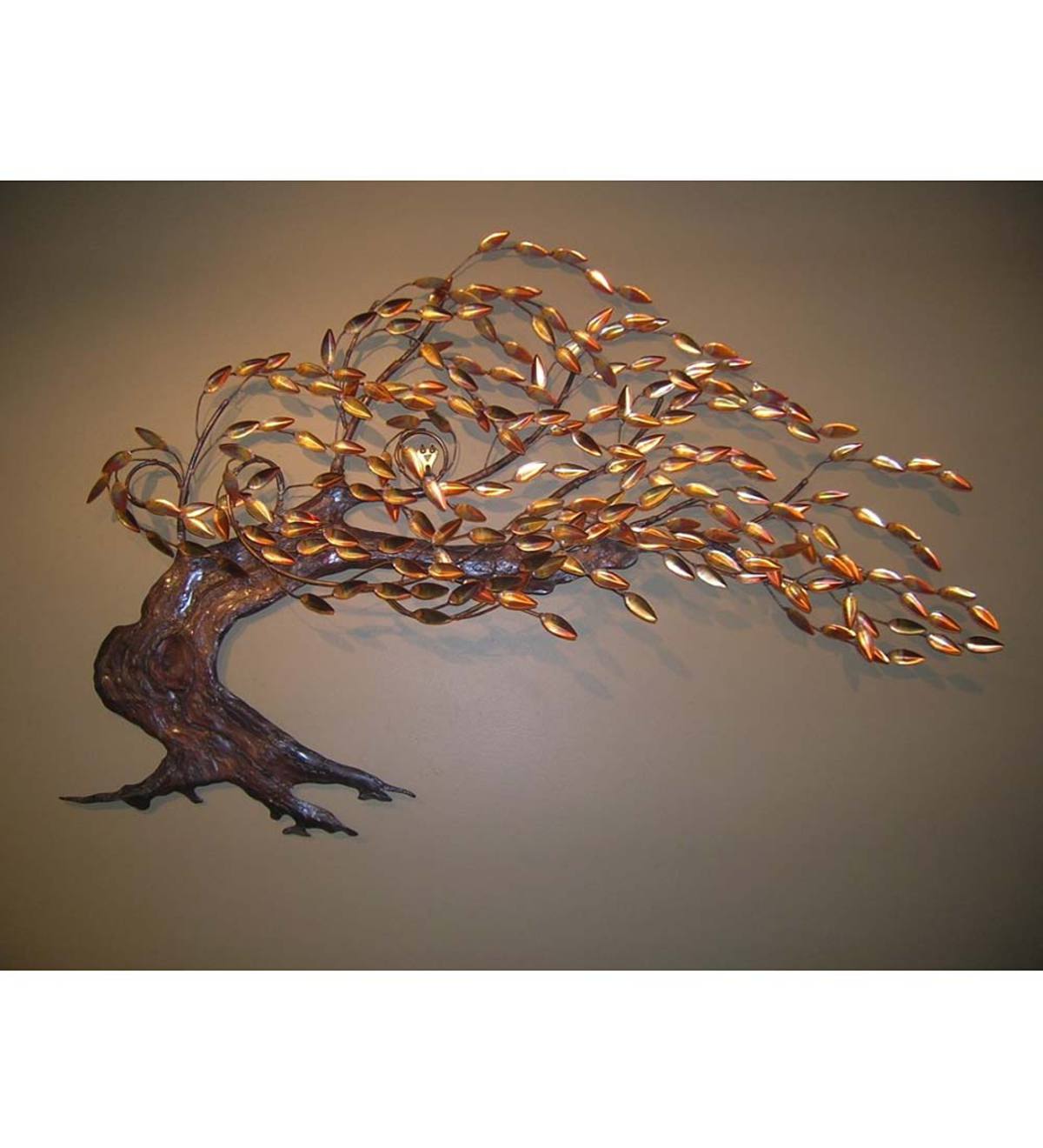 Handcrafted Copper Windswept Willow Tree Wall Art