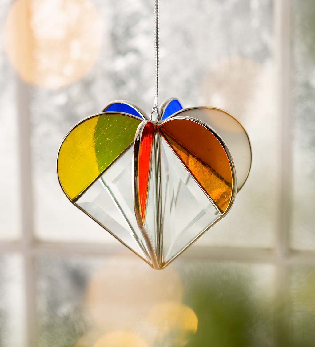 4.25 Stained Glass Hanging Hearts Double Sun Catchers-3 colors - Crystal  Clear Images LLC