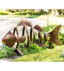 Metal Art FISH sculpture, Junk Iron Art, Distressed Garden Yard
