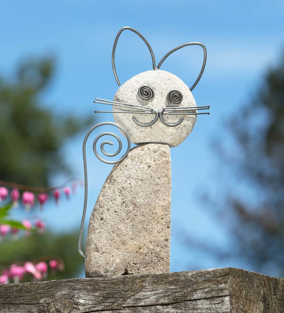 Funny Cat Statue Cement Cat Sculpture Cat Garden Figure Cat