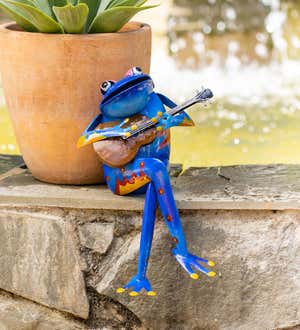 Colorful Metal Frog Musician - Orange