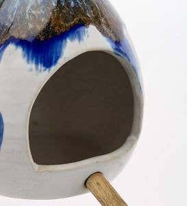 Handcrafted Hanging Ceramic Egg-Shaped Bird Feeder
