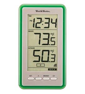 Large-Digit Indoor/Outdoor Color Spot Thermometer and Clock - Blue