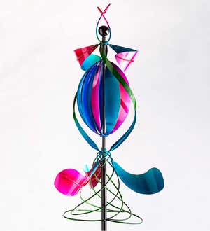 Blue, Pink and Green Abstract Metal Twirler Spinner