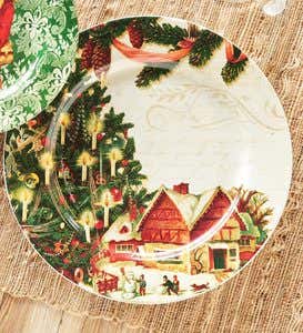 Vintage Christmas Ceramic Salad Plates, Set of 4