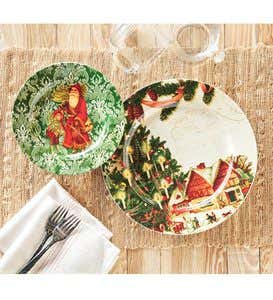 Vintage Christmas Ceramic Salad Plates, Set of 4