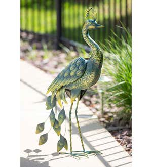33"H Metal Peacock Garden Statue