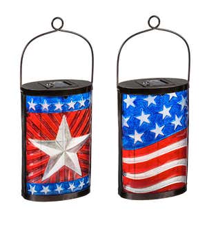 Patriotic Flag-Themed Solar Lanterns, Set of 2