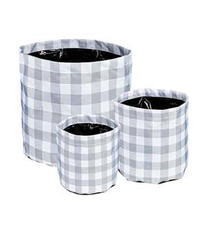 Patterned Fabric Planters, Set of 3 - Check