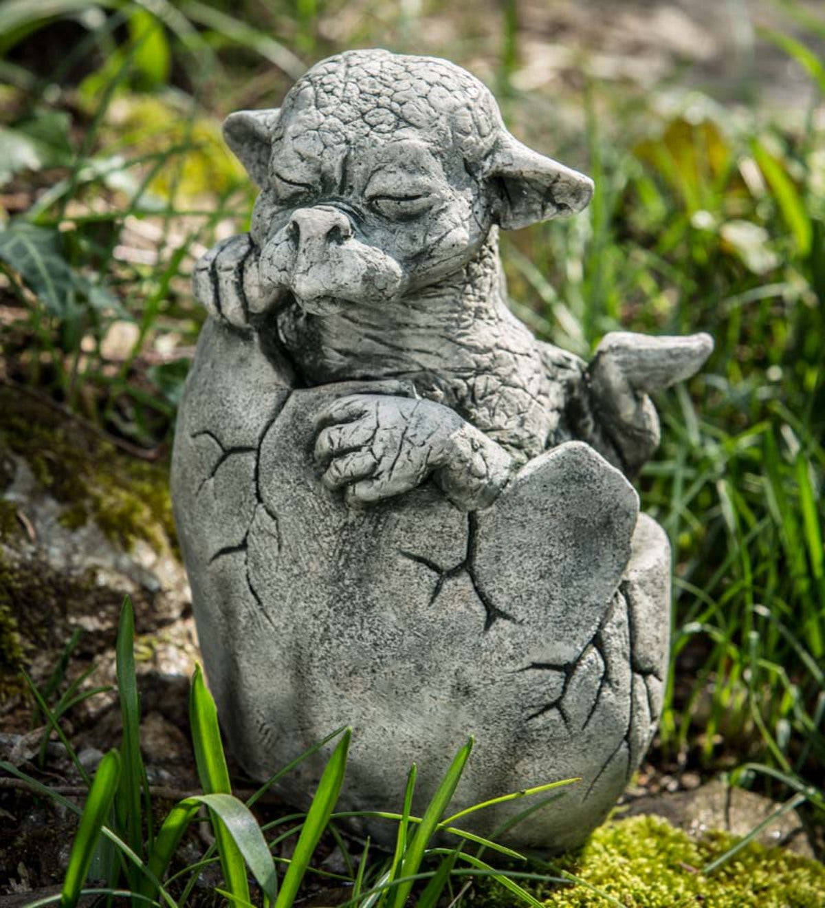 Cast Stone Hatching Dragon Garden Statue