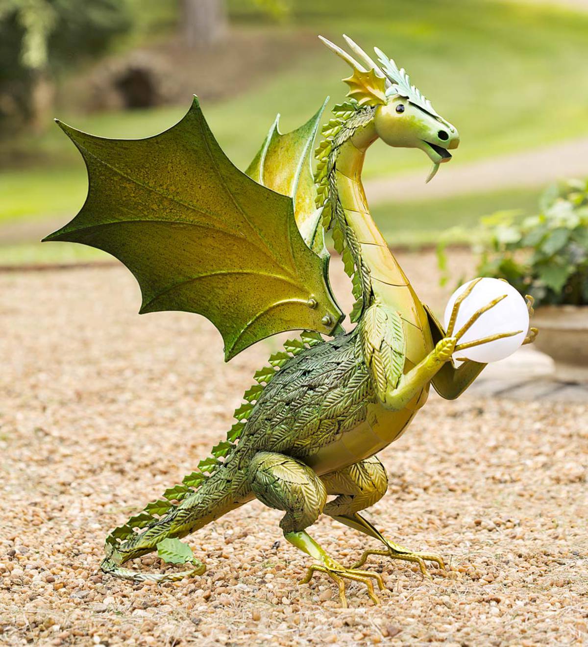 SALE! Green Dragon Garden Statue with Solar Globe