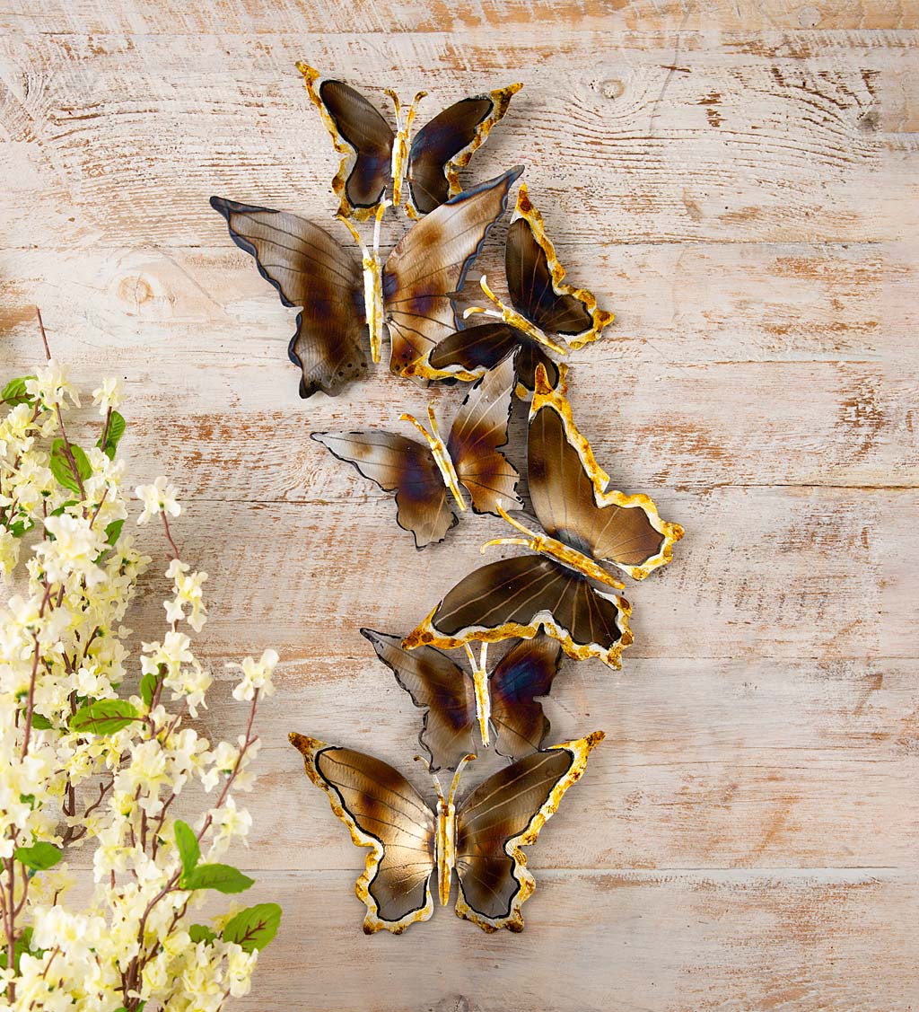 Butterfly Shimmer Indoor Outdoor Metal Wall Art Set