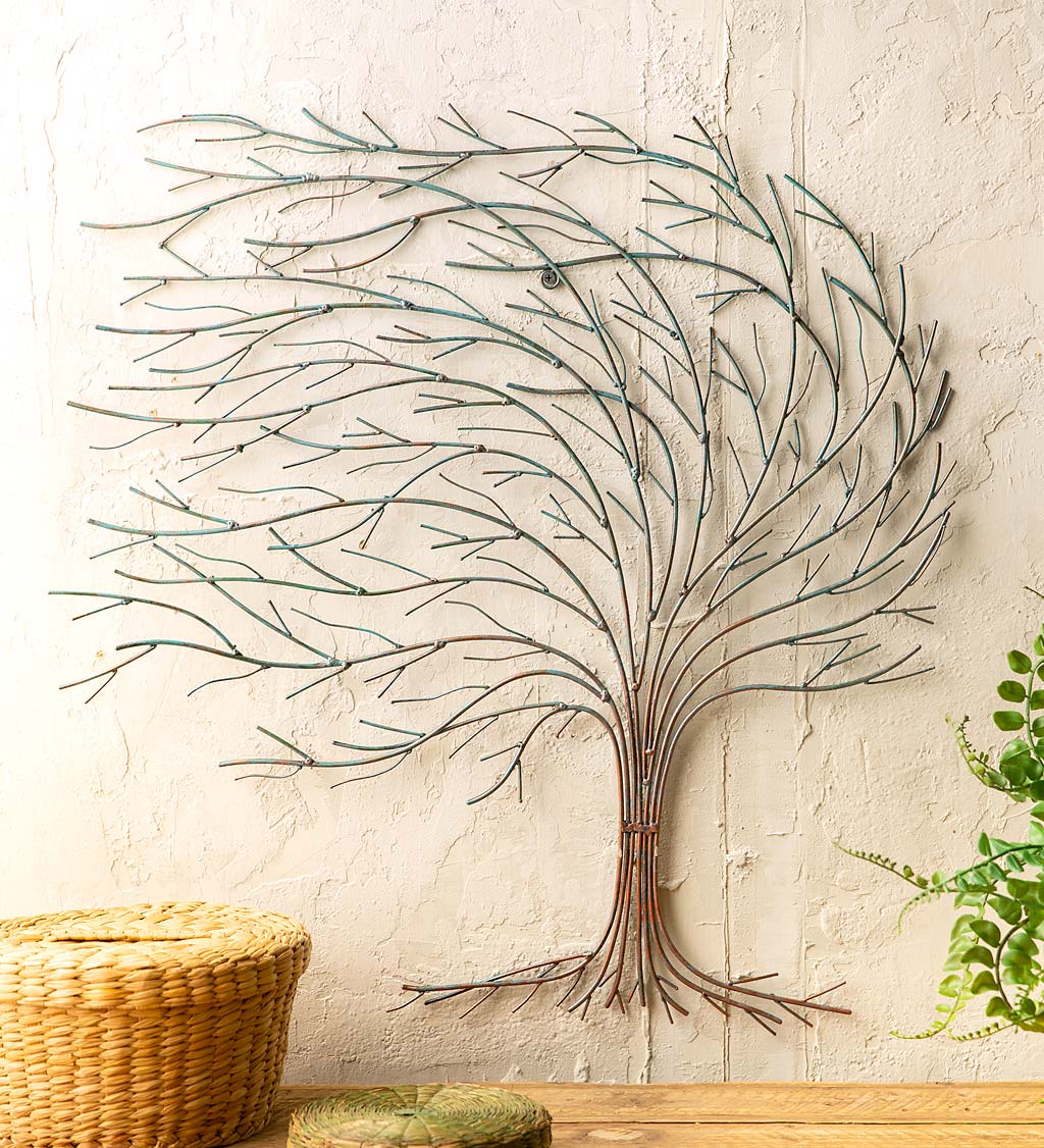 Large Woodland Scene Tree Metal Wall Plaque | Indoor or Garden Wall Art