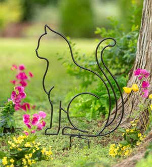 Metal Wireframe Sitting Cat Silhouette Garden Stake