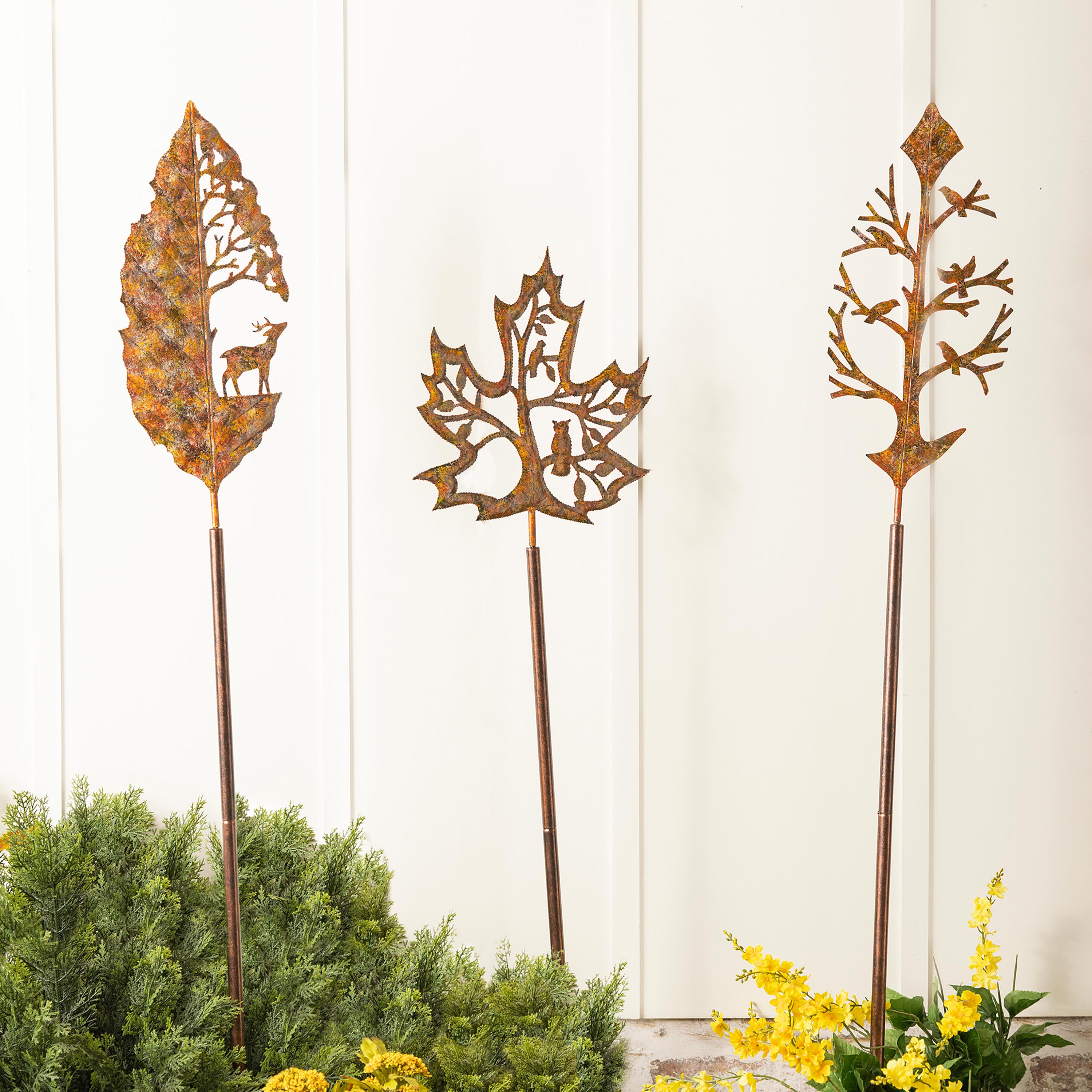 Cute Iron Multiple Silhouette Garden Stake Outdoor Stick Ornament
