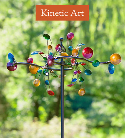 Image of Multi-Colored Multi-Directional Metal Wind Spinner. Kinetic Art