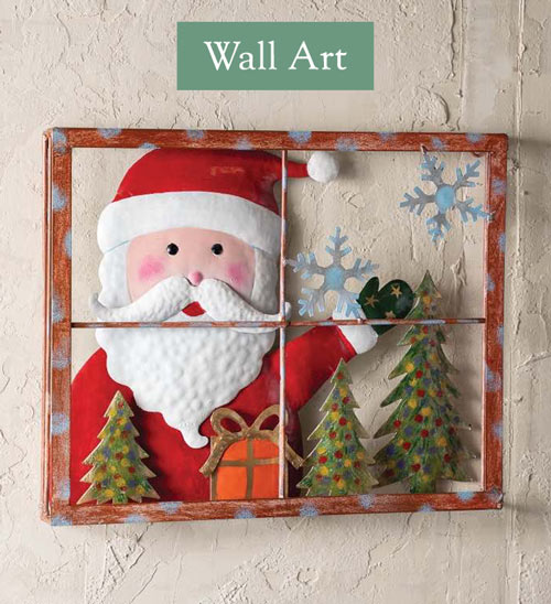 Image of Santa in Window Metal Wall Decor - Wall Decor