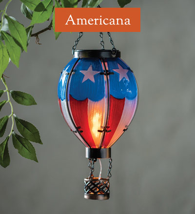 Image of Americana Hot Air Balloon Solar Lantern - Americana