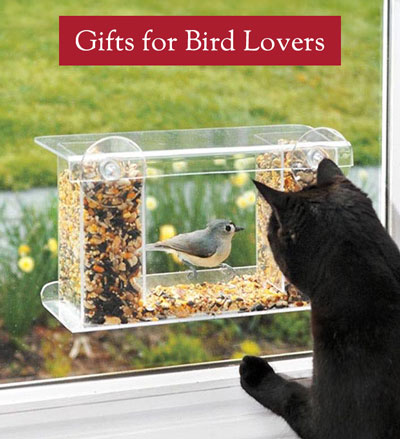 Image of One-Way Mirror Window Mount Bird Feeder. Gifts for Bird Lovers