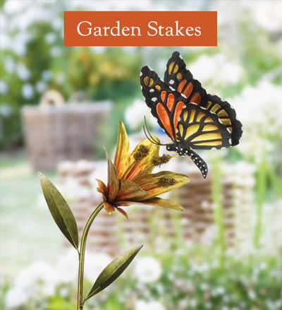 Image of Butterfly Flower Stake. Garden Stakes