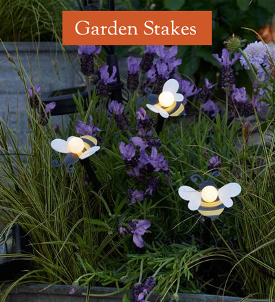 Image of Solar Stake Light Bouquet - Bee - Garden Stakes