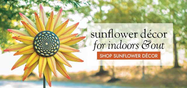 Image of Sunflower Wind Spinner. sunflower decor for indoors & out. SHOP SUNFLOWERS