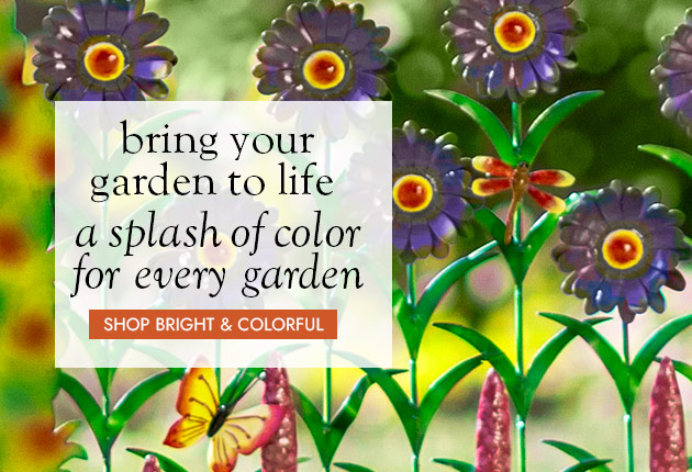 image of Colorful Metal Field of Flowers Screen - bring your garden to life a splash of color for every garden SHOP BRIGHT & COLORFUL