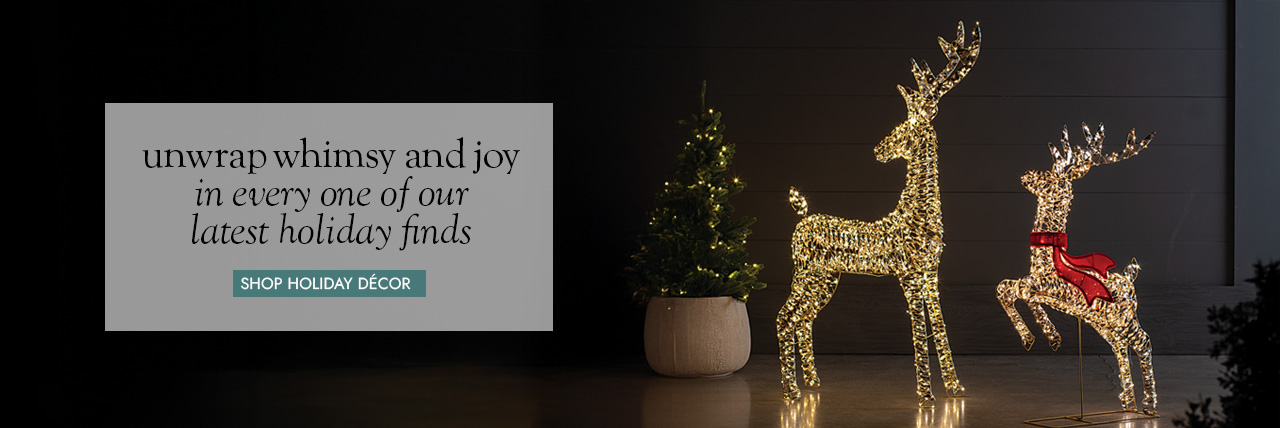 Image of leaping reindeer, standing reindeer lighted led sculptures with Lighted LED stake