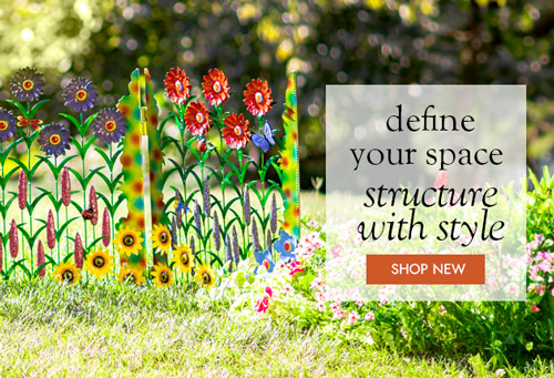Image of Colorful Metal Field of Flowers Screen. define your space beautifully structure with style. SHOP ARBORS, TRELLISES & SCREENS