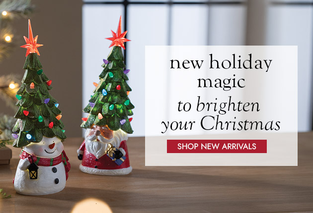 image of santa and snow fir fellows - new holiday magic whimsical decor to brighten your christmas season - SHOP NEW ARRIVALS