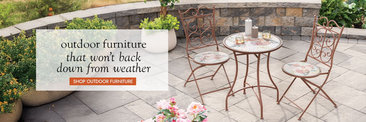 Image of Aberdeen Stone Mosaic Bistro Set. outdoor furniture that won't back down from weather - SHOP OUTDOOR FURNITURE