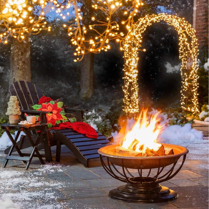 Hammered Copper Fire Pit With Lid Converts To Table