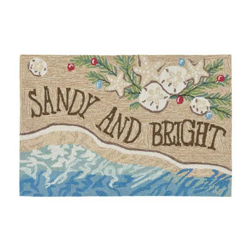 Indoor/Outdoor Hand-Hooked Sandy and Bright Accent Rug, 20