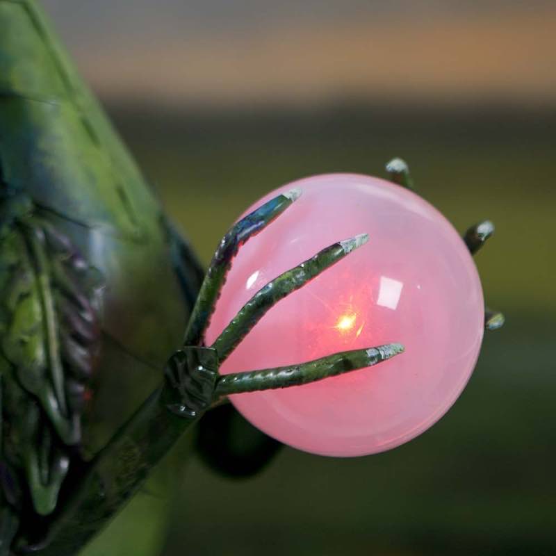 Green Metal Dragon Statue Holding Solar-Powered Pearl