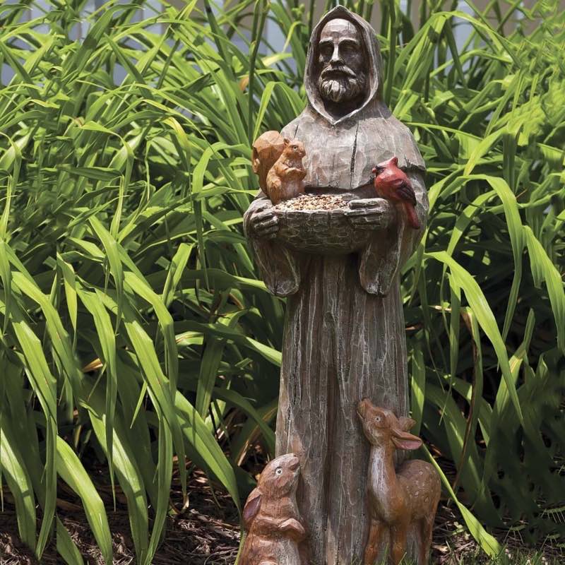 St. Francis and Friends Garden Statuary with Bird Feeder