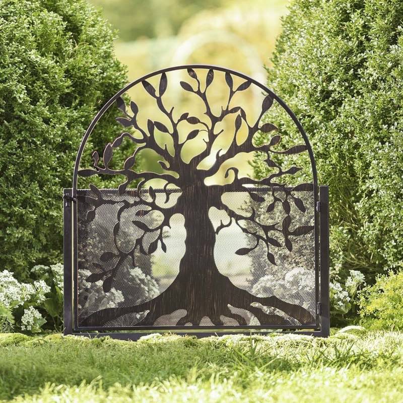 Metal Arched Stand-Alone Garden Gate with Tree of Life Design