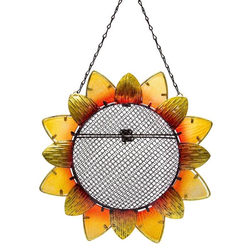 Glass Sunflower Hanging Mesh Bird Feeder