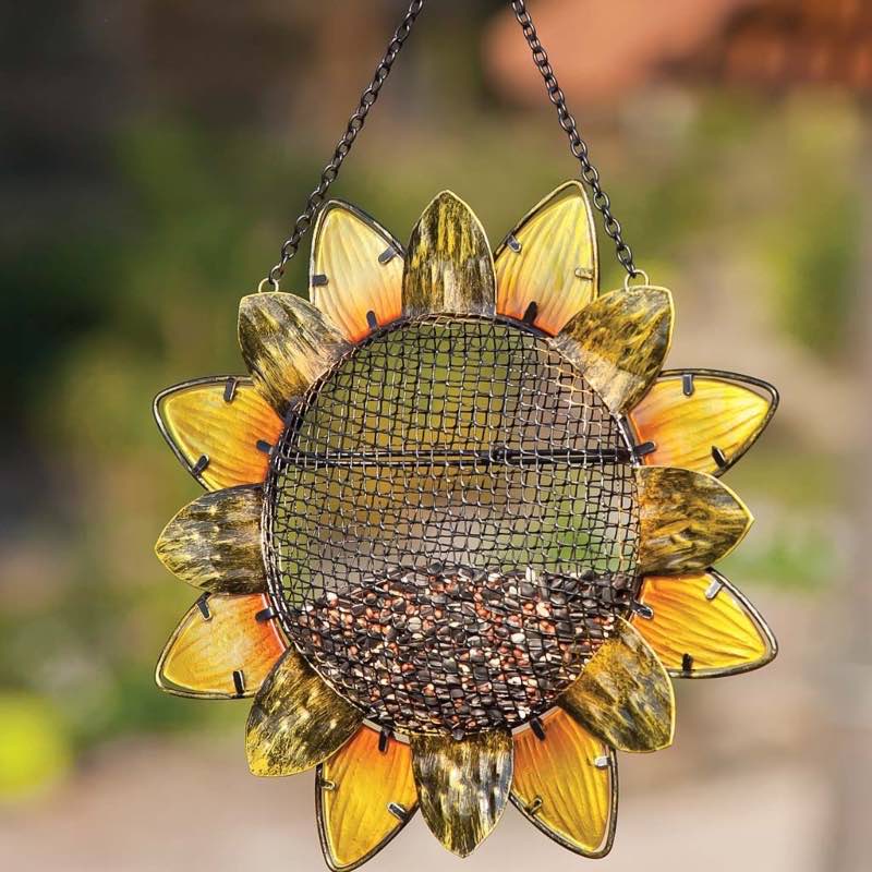 Glass Sunflower Hanging Mesh Bird Feeder