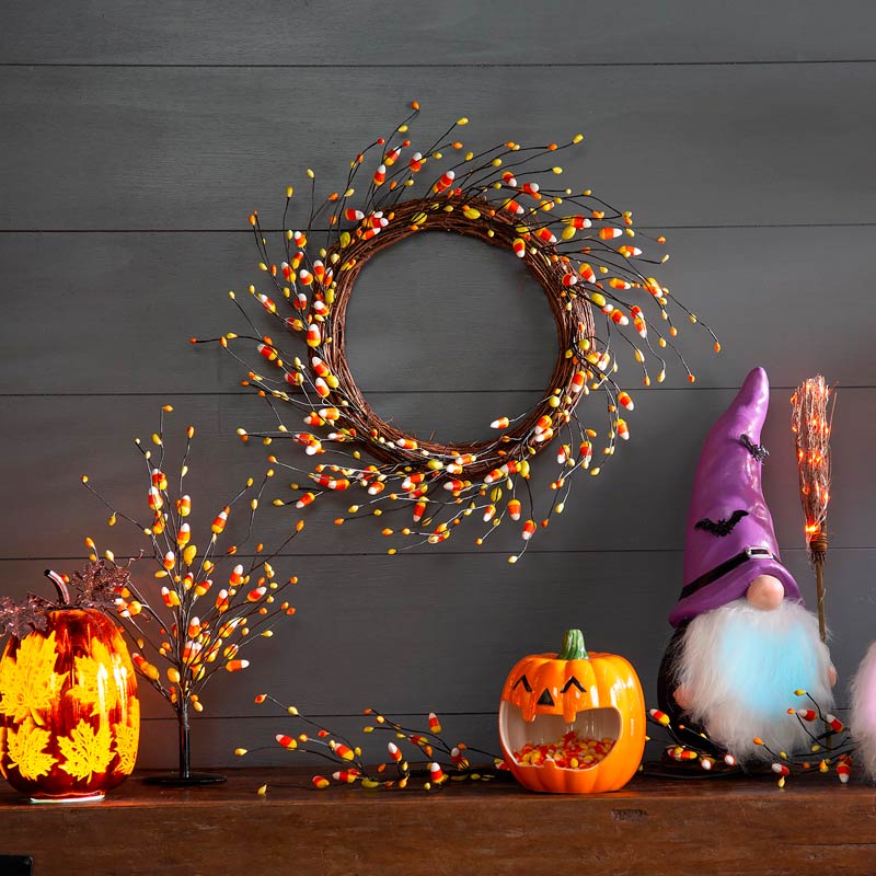 Halloween Candy Corn Artificial Wreath