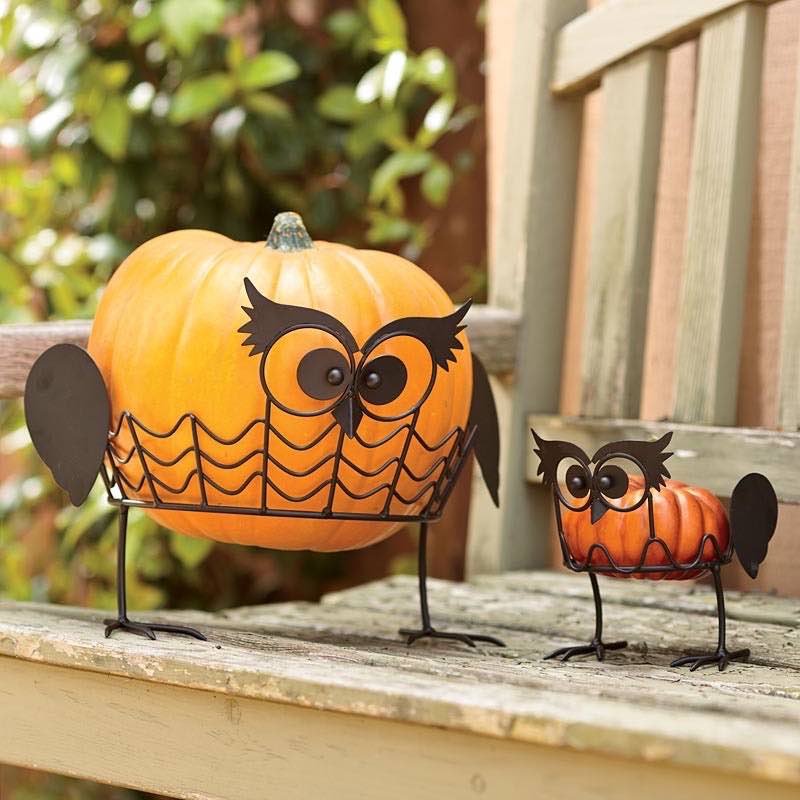 Owl Pumpkin Holders, Set of 2