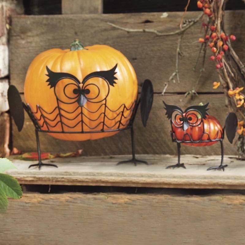 Owl Pumpkin Holders, Set of 2