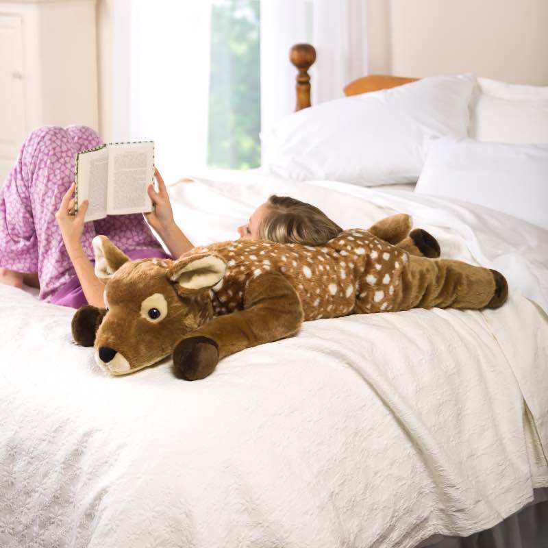 Fuzzy Spotted Fawn Plush Cuddle Animal Body Pillow