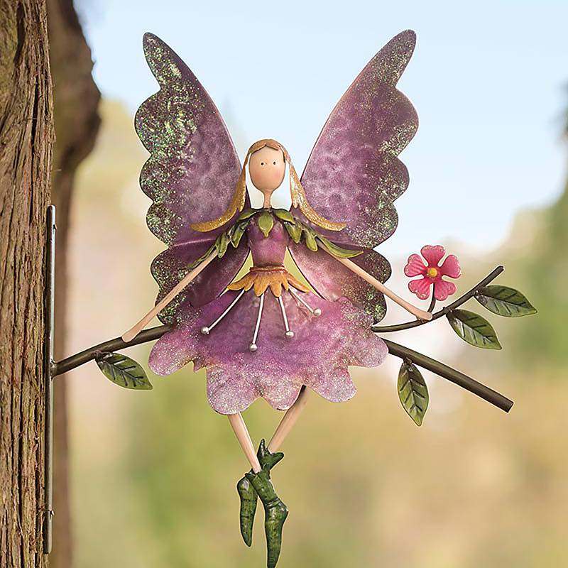 Fairy On Branch Metal Wall Art