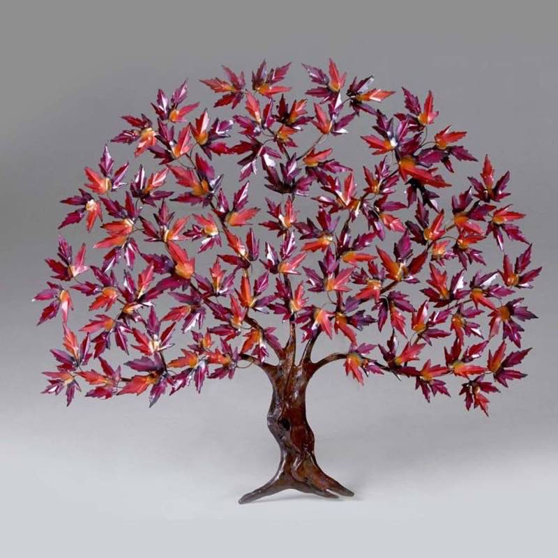 Handcrafted Copper Maple Tree Wall Sculpture