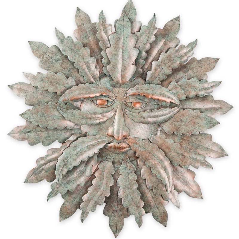 Handcrafted Metal Indoor/Outdoor Green Man Wall Art